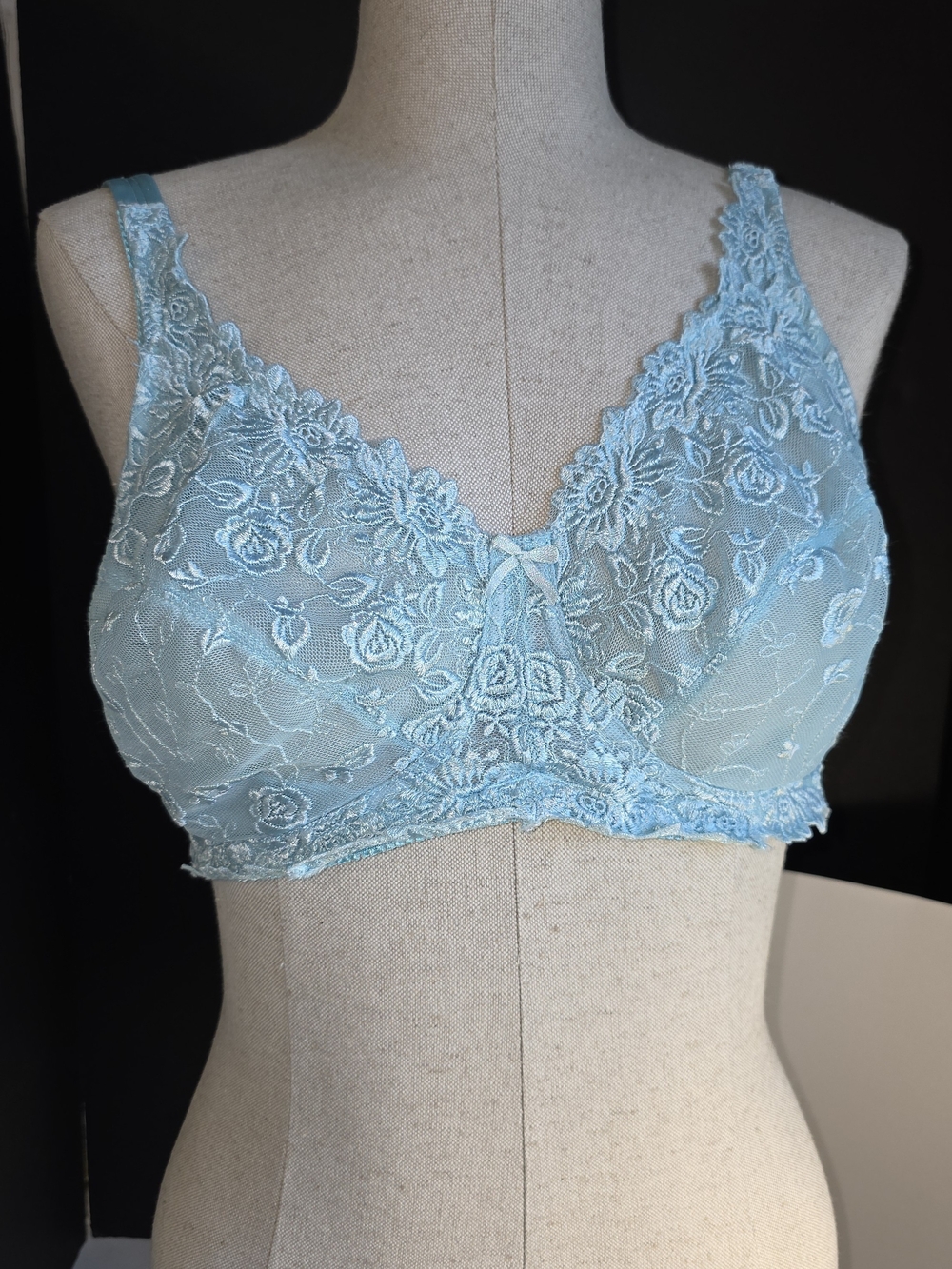 Leading Lady Brigitte Wirefree Bra Aqua Lace 38D 5025 Comfortable